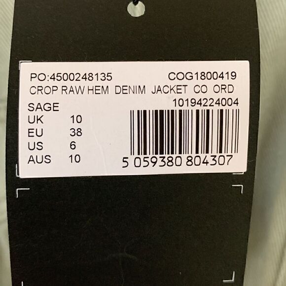 ‎NWT Miss guided cropped raw edge green jean jacket size small - Picture 6 of 7